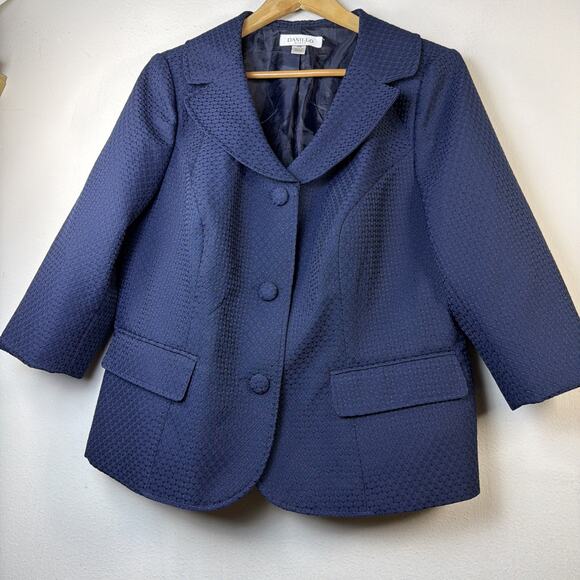 Women's Blazer career business jacket textured elegant 3/4 sleeve 14 W Large - Picture 4 of 11